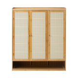 NNEED Shoe Cabinet with 3 Rattan Doors 6 Shelves