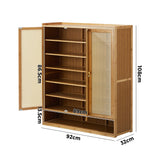 NNEED Shoe Cabinet with 3 Rattan Doors 6 Shelves
