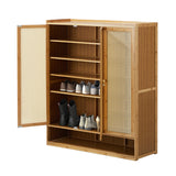 NNEED Shoe Cabinet with 3 Rattan Doors 6 Shelves