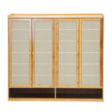 NNEED Shoe Storage Cabinet 4 Doors Rattan Brown