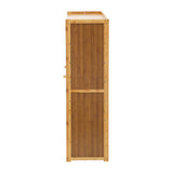 NNEED Shoe Storage Cabinet 4 Doors Rattan Brown
