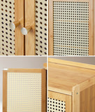 NNEED Shoe Storage Cabinet 4 Doors Rattan Brown