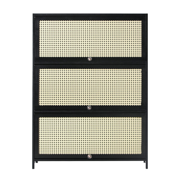 NNEED Shoe Storage Cabinet 3 Flip-up Rattan Doors