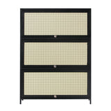 NNEED Shoe Storage Cabinet 3 Flip-up Rattan Doors