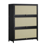 NNEED Shoe Storage Cabinet 3 Flip-up Rattan Doors