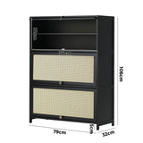 NNEED Shoe Storage Cabinet 3 Flip-up Rattan Doors