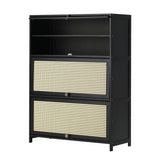 NNEED Shoe Storage Cabinet 3 Flip-up Rattan Doors