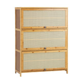 NNEED Shoe Storage Cabinet 3 Flip-up Doors Brown