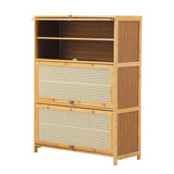 NNEED Shoe Storage Cabinet 3 Flip-up Doors Brown