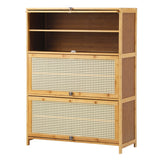 NNEED Shoe Storage Cabinet 3 Flip-up Doors Brown