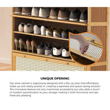 NNEED Shoe Storage Cabinet 3 Flip-up Doors Brown