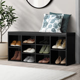 NNEED Shoe Bench 105cm with Leather Seat Black