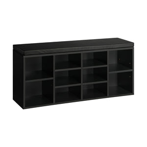 NNEED Shoe Bench 105cm with Leather Seat Black