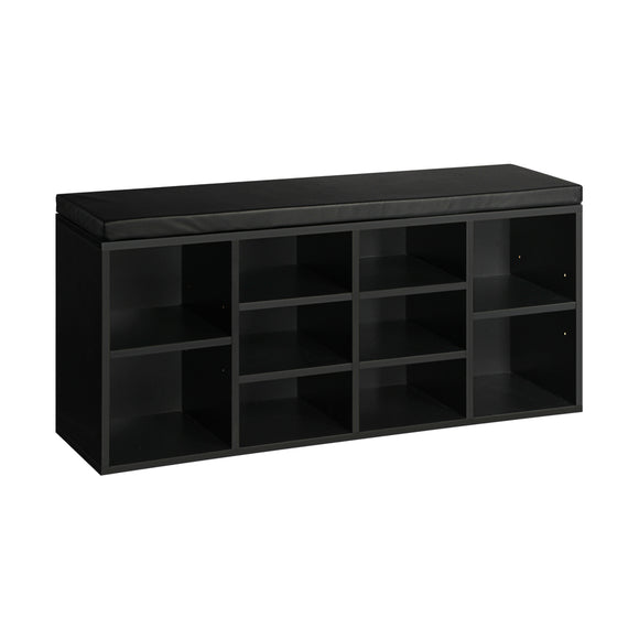 NNEED Shoe Bench 105cm with Leather Seat Black