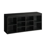 NNEED Shoe Bench 105cm with Leather Seat Black