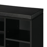 NNEED Shoe Bench 105cm with Leather Seat Black