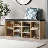 NNEED Shoe Bench 105cm with Leather Seat Black&Wooden