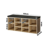 NNEED Shoe Bench 105cm with Leather Seat Black&Wooden
