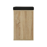 NNEED Shoe Bench 105cm with Leather Seat Black&Wooden