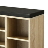 NNEED Shoe Bench 105cm with Leather Seat Black&Wooden