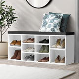 NNEED Shoe Bench 105cm with Leather Seat Black&White