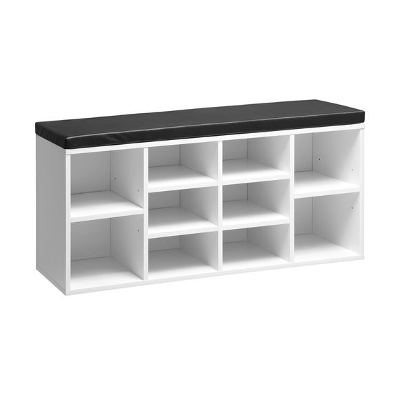 NNEED Shoe Bench 105cm with Leather Seat Black&White