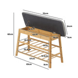 NNEED Shoe Storage Bench Bamboo 70cm