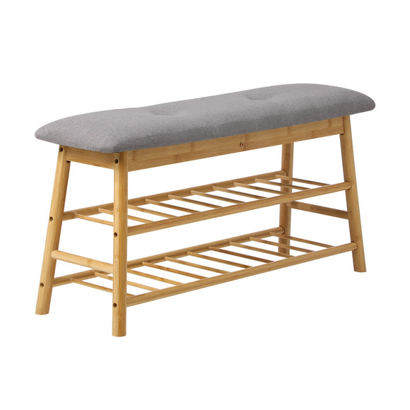 NNEED Shoe Storage Bench Bamboo 90cm