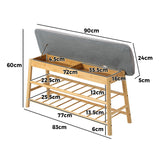 NNEED Shoe Storage Bench Bamboo 90cm