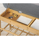 NNEED Shoe Storage Bench Bamboo 90cm