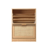 NNEED Shoe Cabinet 2 Compartment with Rows Rattan Doors