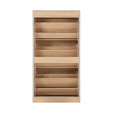 NNEED Shoe Cabinet 3 Compartment with Rows Rattan Doors