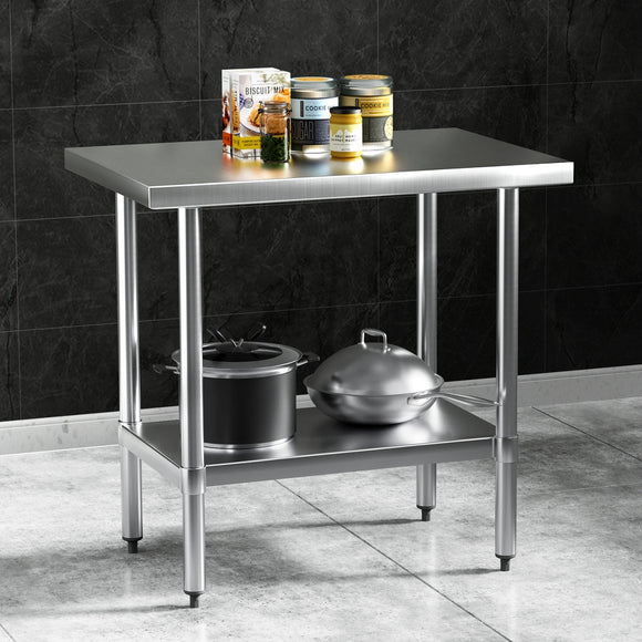 NNEDSZ Cefito Stainless Steel Kitchen Benches Work Bench 910x610mm 430