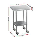 NNEDSZ Cefito Stainless Steel Kitchen Benches Work Bench Wheels 61X46CM 430