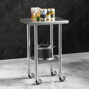 NNEDSZ Cefito Stainless Steel Kitchen Benches Work Bench Wheels 61X46CM 430