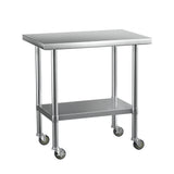 NNEDSZ Cefito Stainless Steel Kitchen Benches Work Bench Wheels 91X61CM 430