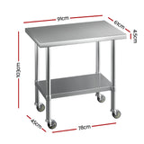 NNEDSZ Cefito Stainless Steel Kitchen Benches Work Bench Wheels 91X61CM 430