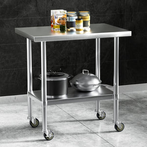 NNEDSZ Cefito Stainless Steel Kitchen Benches Work Bench Wheels 91X61CM 430
