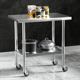NNEDSZ Cefito Stainless Steel Kitchen Benches Work Bench Wheels 91X61CM 430
