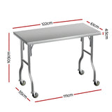 NNEDSZ Cefito Stainless Steel Kitchen Benches Work Bench Wheels 122X61CM 430