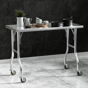 NNEDSZ Cefito Stainless Steel Kitchen Benches Work Bench Wheels 122X61CM 430