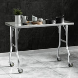 NNEDSZ Cefito Stainless Steel Kitchen Benches Work Bench Wheels 122X61CM 430