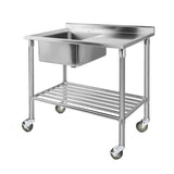 NNEDSZ Cefito Stainless Steel Sink Bench Kitchen Work Benches Bowl Wheels 304