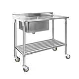 NNEDSZ Cefito Stainless Steel Sink Bench Kitchen Work Benches Bowl Wheels 304