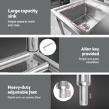 NNEDSZ Cefito Stainless Steel Sink Bench Kitchen Work Benches Bowl Wheels 304