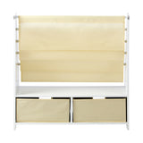 NNEED 4 Tier Kids Storage Rack with 2 Drawers White&Beige