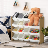 NNEED 16 Bins 4-Tier Kids Toy Organiser Storage Rack