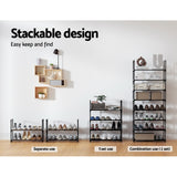 NNEDSZ Artiss Shoe Rack Cabinet Stackable 4-tier 12 Pairs Black