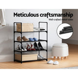 NNEDSZ Artiss Shoe Rack Cabinet Stackable 4-tier 12 Pairs Black
