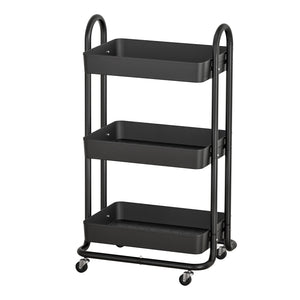 NNEDSZ Storage Trolley Kitchen Cart 3 Tiers Rack Shelf Organiser Wheels Black